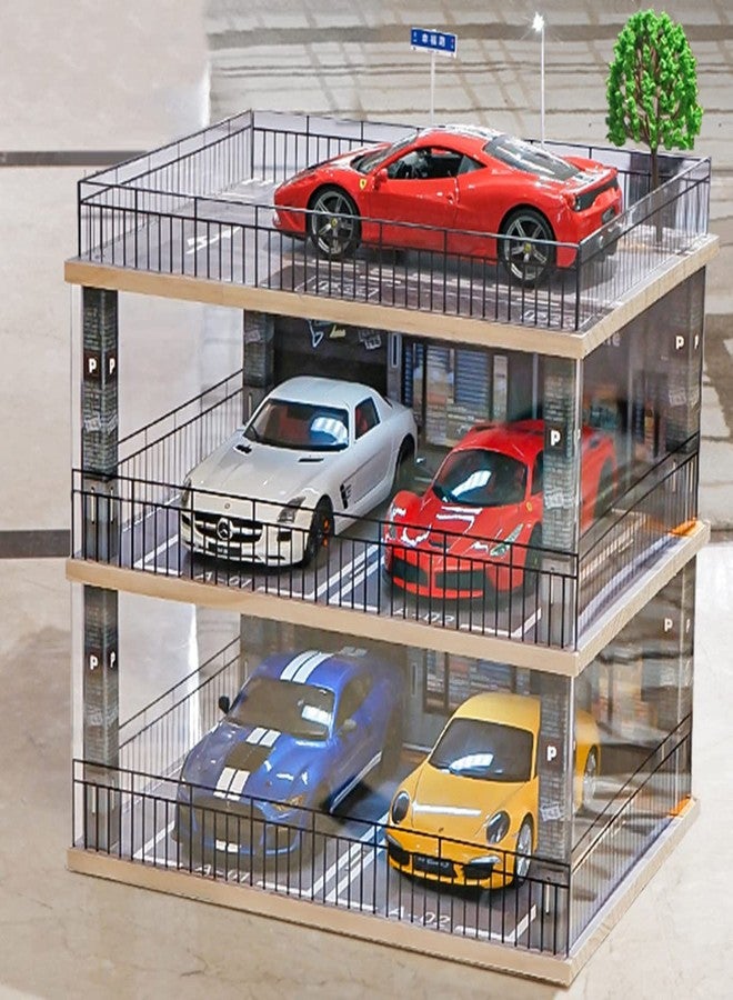 kivcmds 1:18 Scale 3-Tiers Model Car Display Case with Parking Lot Scene for Sports Car and Lego Models Collector, Display Stand for Alloy Car Toy with Light (3-Tiers Convenience Store Parking Lot) - Image 4